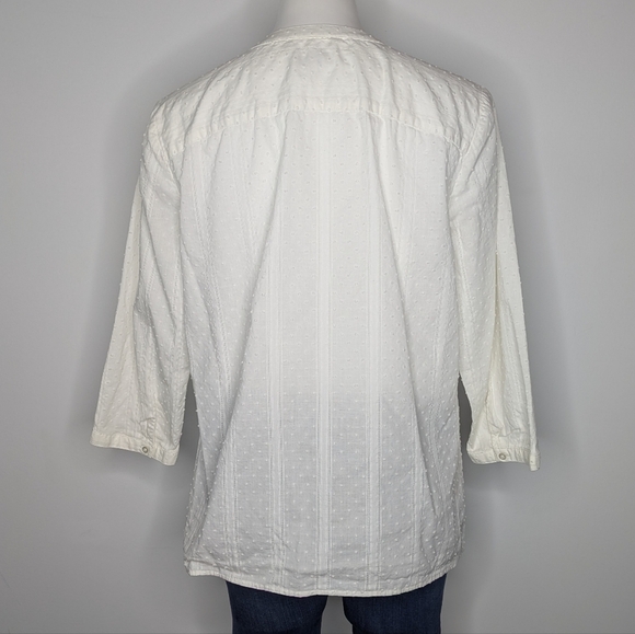 ✨3/$15 Talbots White 3/4 Sleeve Cotton Button Up L - Picture 5 of 10